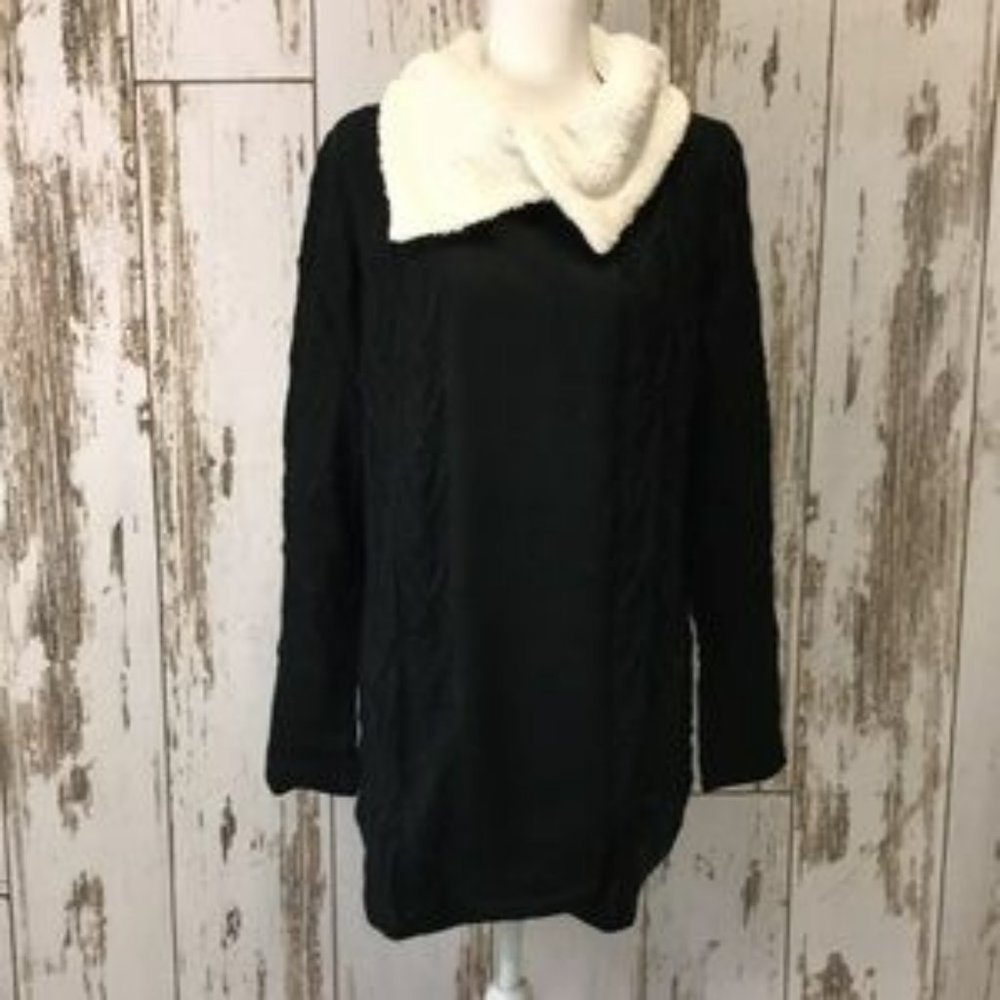 Jamie Gries Coat Length Black Cableknit Sweater